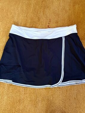 White and Navy Athletic Mini Skirt